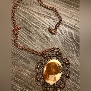 Boxer pendant necklace painted vintage 70’s on porcelain